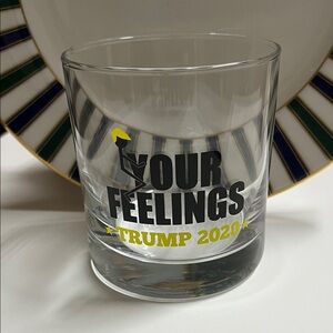 Trump 2020 Your feelings 11oz Stylish Glass Tumbler with Black and Yellow Design